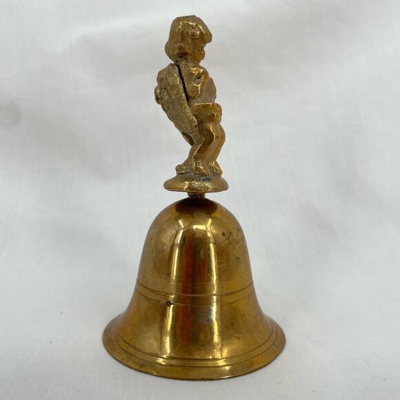 Vintage Brass Angel Cherub Hand Bell Holiday Decor - Picture 6 of 9